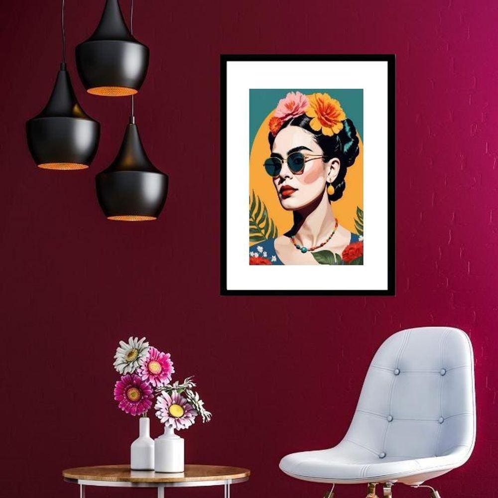 Quadro Frida Moderna De Óculos - 60X48Cm