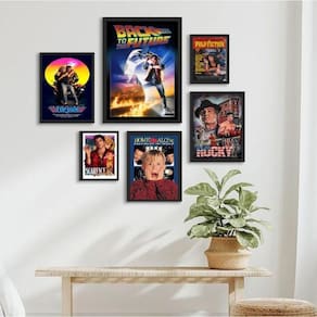 Composição 6 Quadros Cinema Filmes Antigos - Com Vidro