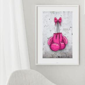 Quadro Luvas De Boxe Rosa - 60X48Cm