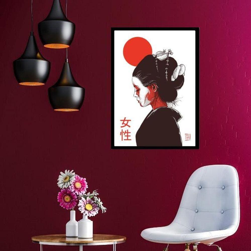 Quadro Mulher Japonesa 24X18Cm