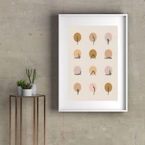 Quadro Yoga Posições - 60X48Cm