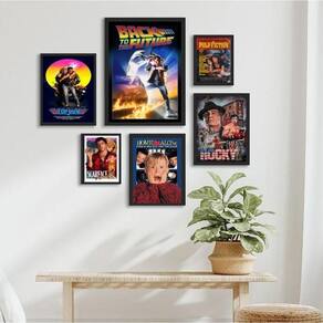 Composição 6 Quadros Cinema Filmes Antigos - Com Vidro