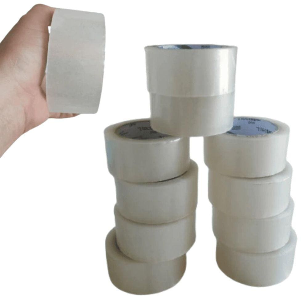 10 Fitas Adesivas 48mm X 100m Transparente 10 Rolos