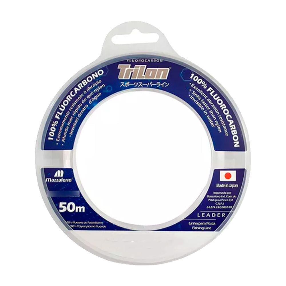 Linha Mazzaferro Trilon Leader 100% Fluorcarbono Nylon 0,60mm 52,3Lb 23,8Kg 50m