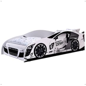 Cama Solteiro Carro Drift Branco Caminha Resistente Decoração Quarto Infantil Menino - RPM Móveis