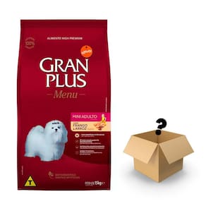 Ração Gran Plus Cães Menu Adultos Mini Frango E Arroz - 15Kg + Surpresa