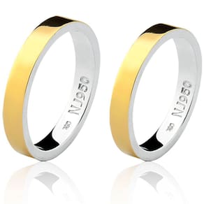 Par de Aliança Casamento/Noivado Mista em Ouro 18k/750 e Prata AL156