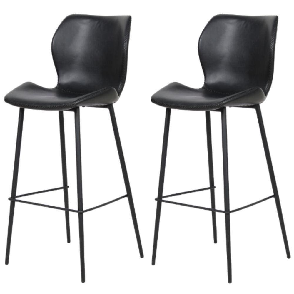 Kit 2 Banquetas Altas Itajaí Rivattis Madeira Revestida Em Poliuretano (Pu) Preto Base Metal