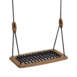 Balanço Garden Com Assento Em Corda Trançada Natural-preto