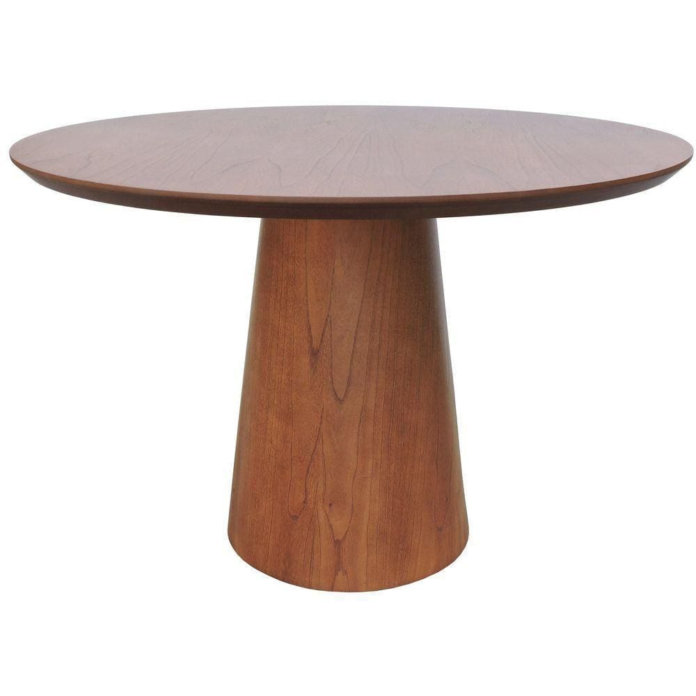 Mesa De Jantar Base Cone Laminado Cinamomo Amêndoa Tampo 150 Laminado Envernizado Cinamomo