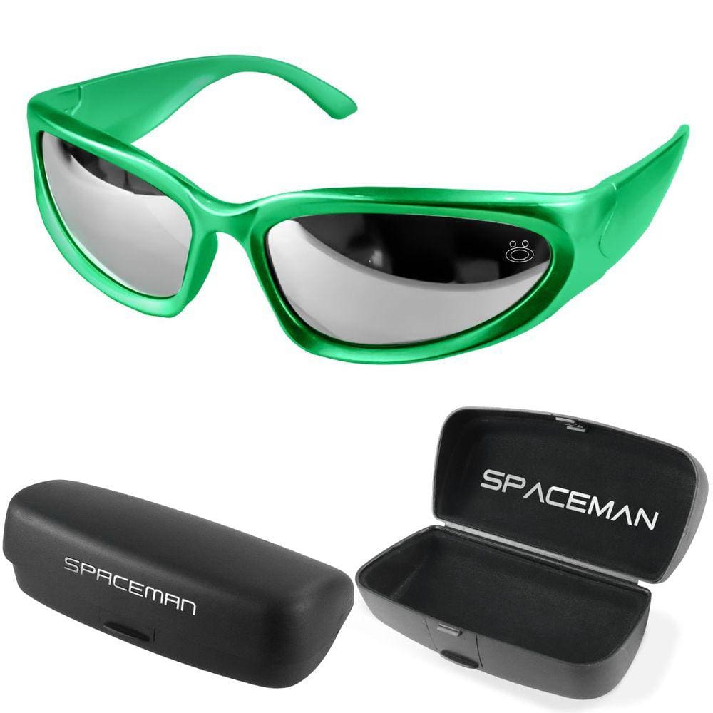 oculos sol masculino trap oval bale hype ref y2k rap + case lentes espelhadas verde moda