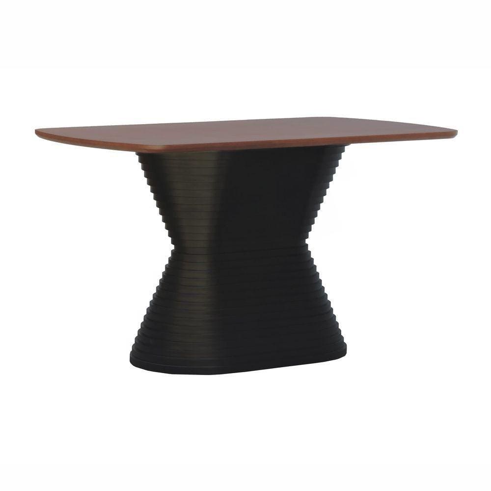 Mesa De Jantar Apollo Tampo Retangular 136x80cm Preto-amêndoa
