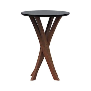Mesa Lateral Tiê Tampo Redondo ø42 Amêndoa-preto