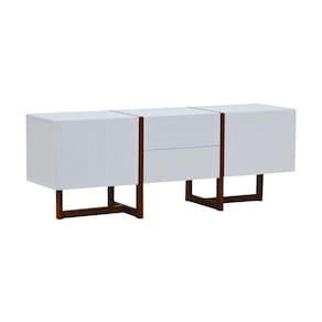 Rack Ondas 2 Portas E 2 Gavetas - Amêndoa Branco