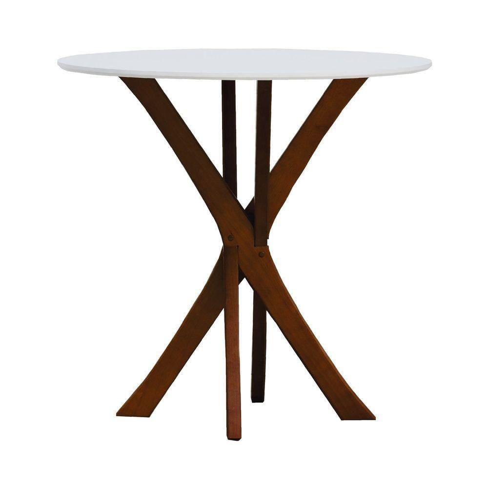 Mesa De Jantar Tiê Tampo Redondo ø80 Amêndoa-branco