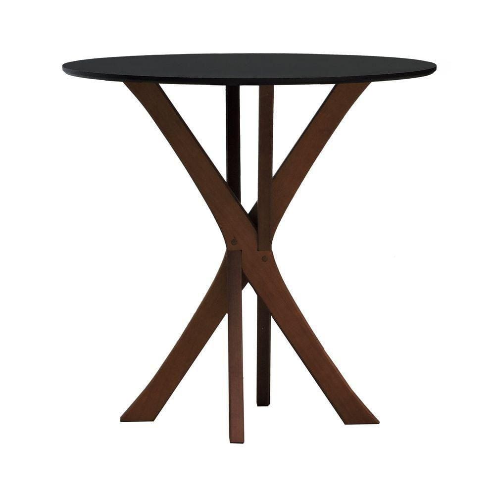 Mesa De Jantar Tiê Tampo Redondo ø80 Amêndoa-preto