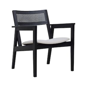 Poltrona Gusty Com Encosto Telinha Assento Anatômico - Preto Estofado Linho Bege