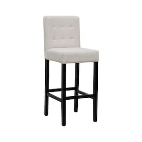 Banqueta Alta Bistrô Estofada Londres - Preto Linho Bege