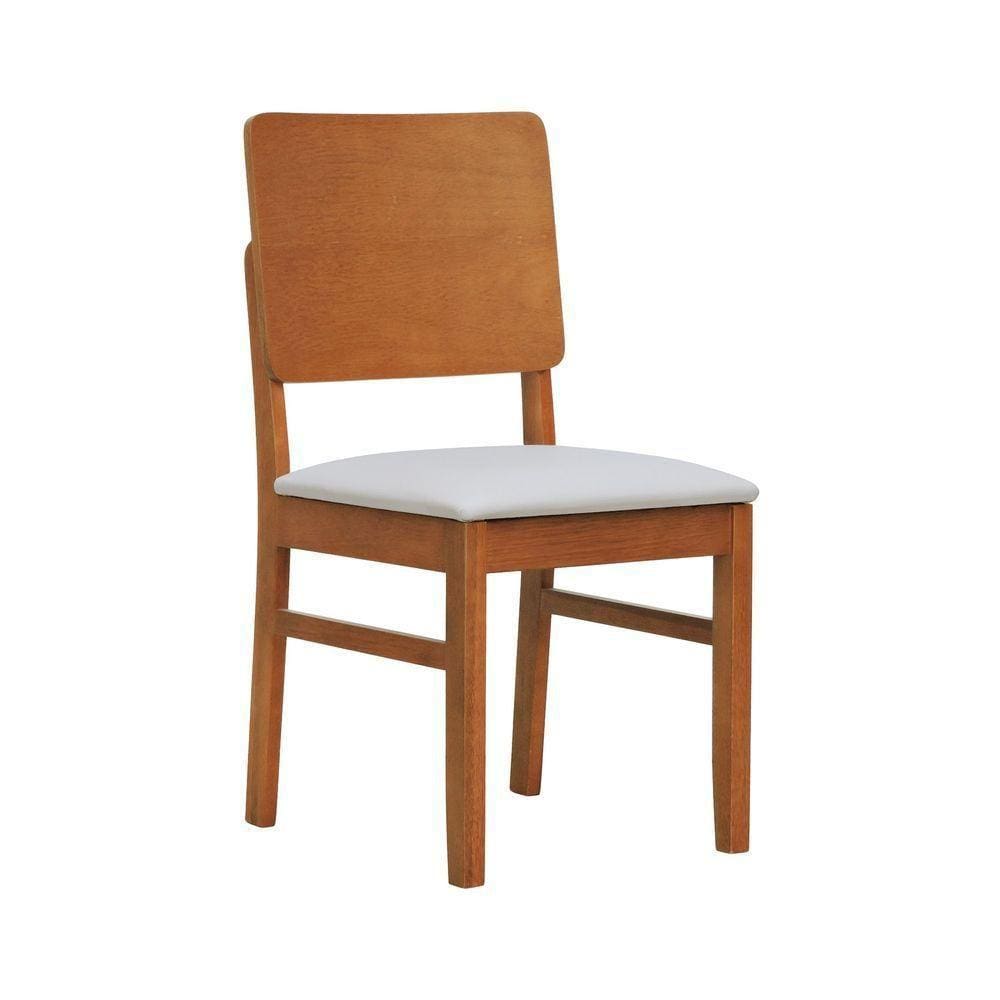 Cadeira Quéops Madeira Maciça Encosto Anatômico Assento Estofado - Amêndoa Corano Bege