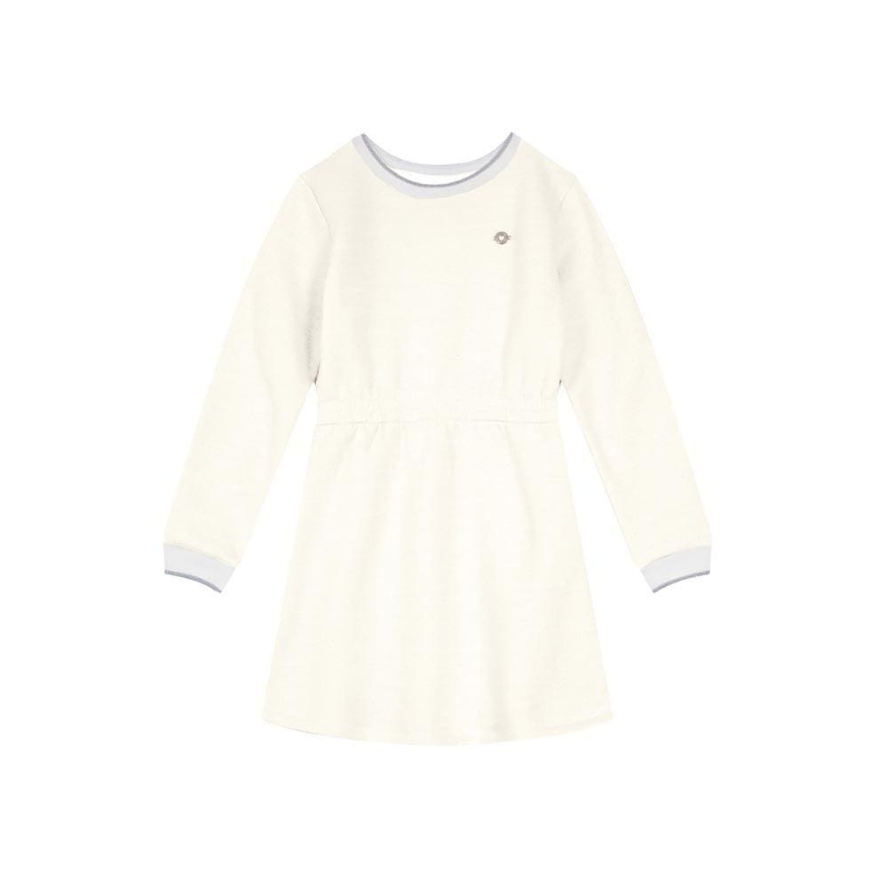 Vestido Manga Longa De Molecotton Infantil Menina Bege Claro