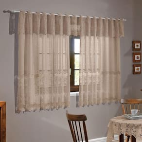 Cortina Renda Cozinha Clássica Arabesco 280X120X30Cm Desert