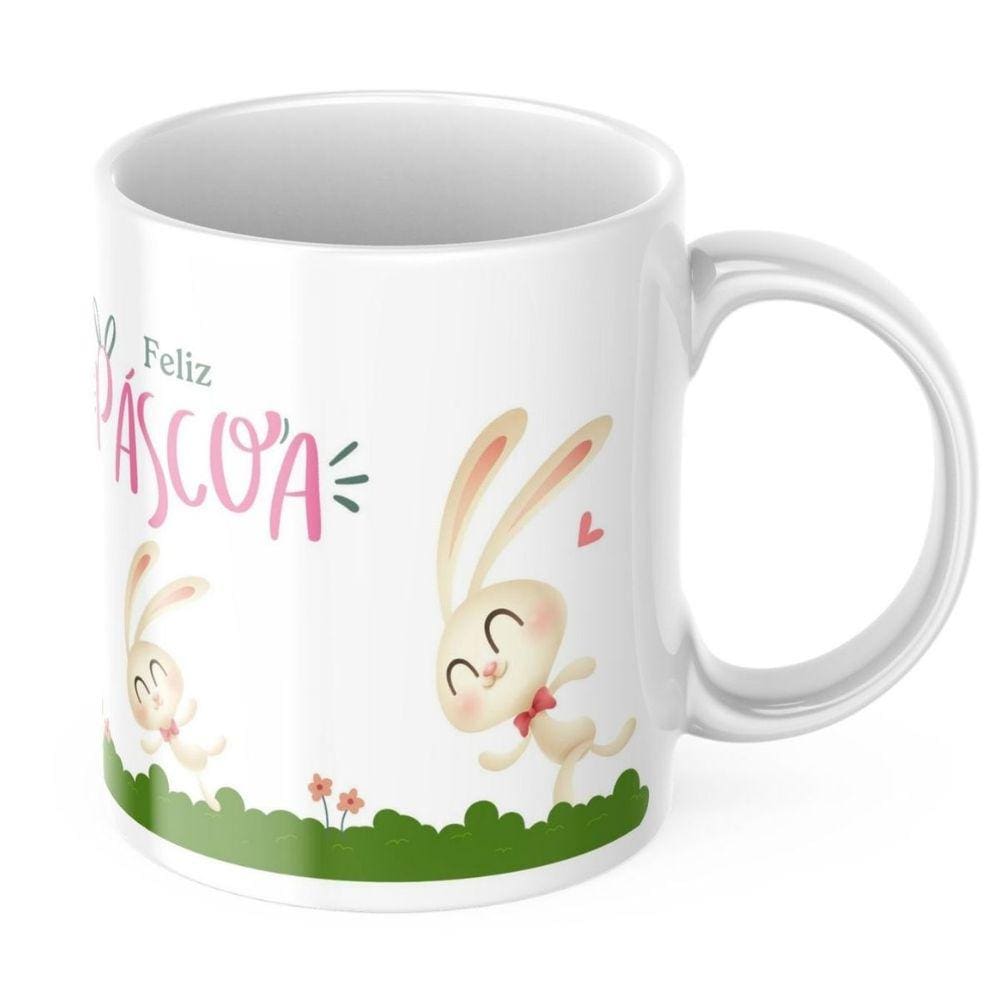 Caneca Xícara de Porcelana para Presente Lembrancinha de Feliz Páscoa Amigo Chocolate