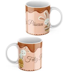 Caneca Xícara Porcelana para Presente Lembrancinha de Feliz Pascoa e Amigo Chocolate
