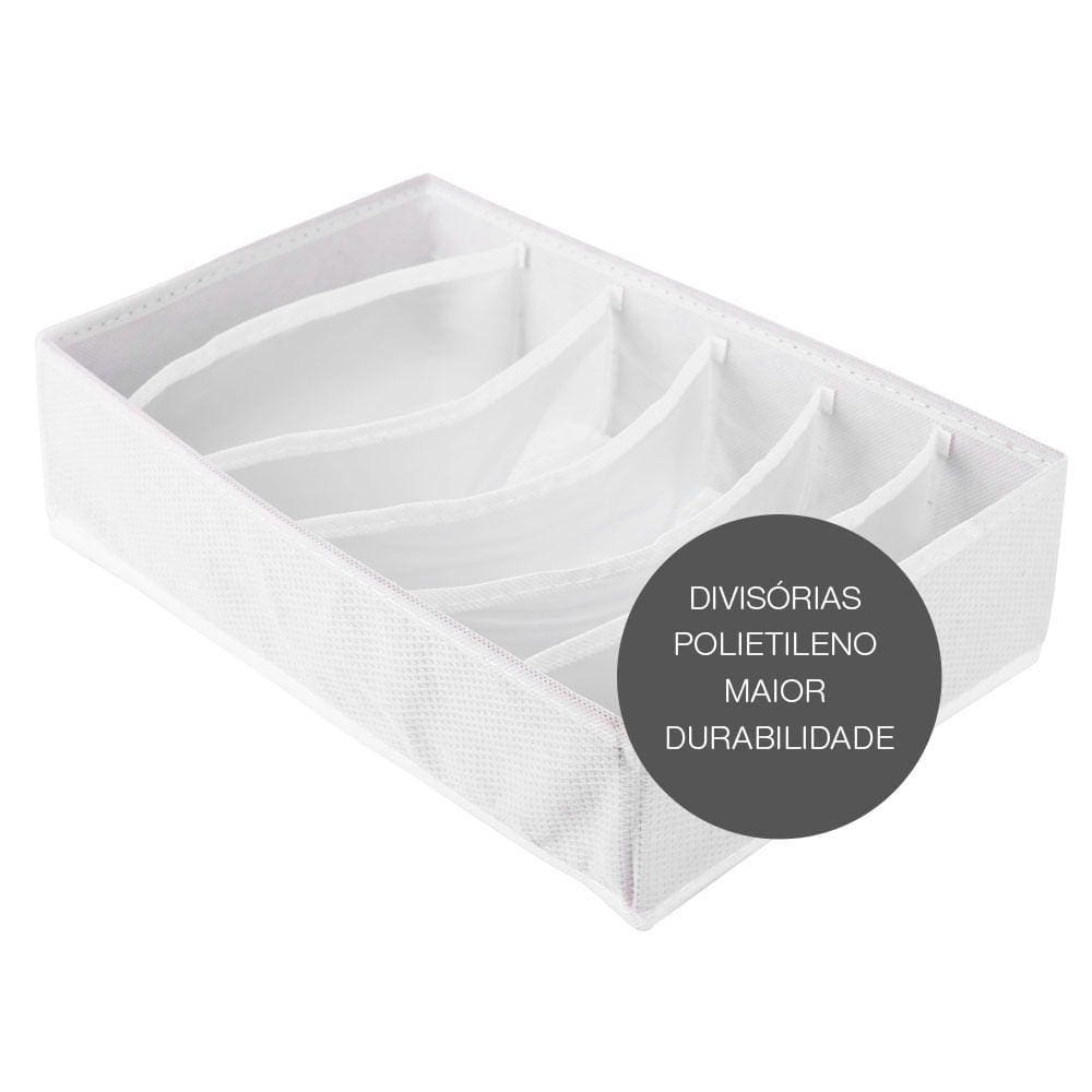 Organizador Para Roupas e Acessórios 6 Divisórias Vizapi Classic 33x21x9cm Branco