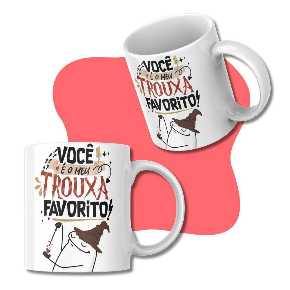 Caneca Xicara de Café e Chá de Porcelana Personalizada para Presente no Dia dos Namorados - Você é meu Trouxa Favorito