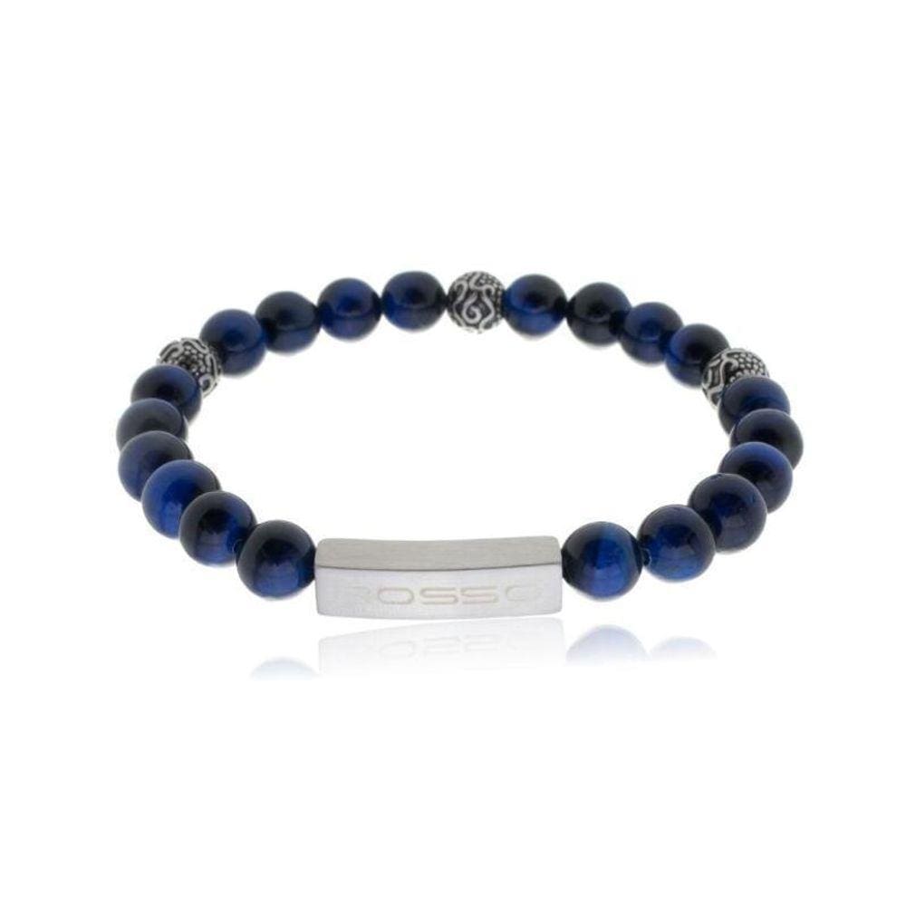 Bracelete Rosso Shambala Olho De Tigre 8Mm Azul Bolinhas