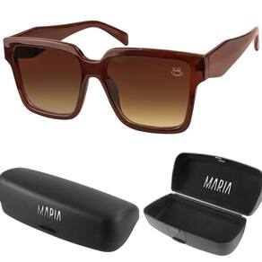 oculos sol proteção uv social praia vintage + case delicado estiloso verão moda quadrado marrom luxo