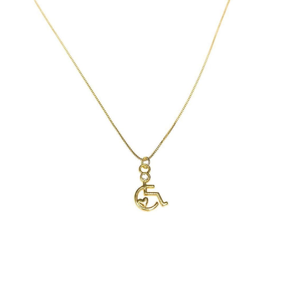 Colar Pingente Cadeirante Banhado A Ouro Amarelo