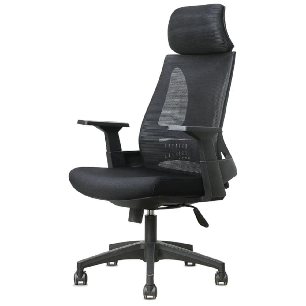 Cadeira Giratória Toledo Rivattis Com Encosto De Cabeça Tela Mesh Preta Base Rodizio Nylon