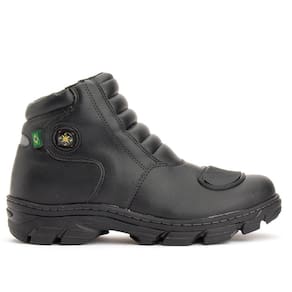 Coturno Militar Com Ziper Estilo Motoqueiro Couro Extra Leve