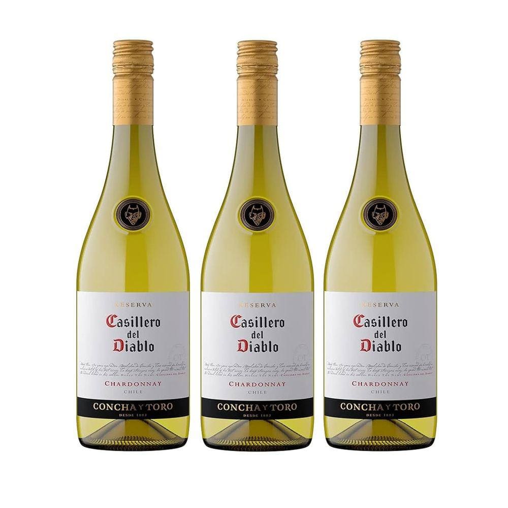 Kit Vinho Casillero Del Diablo Chardonnay Branco 750ml 3uni