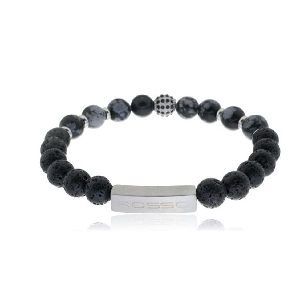 Bracelete Rosso Aço Shambala 9Mm Vulcanica E Snowflake