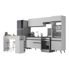 Armário De Cozinha Com Bancada-mesa Gourmet Veneza Multimóveis Mp2174 Branco-preto Branco-preto