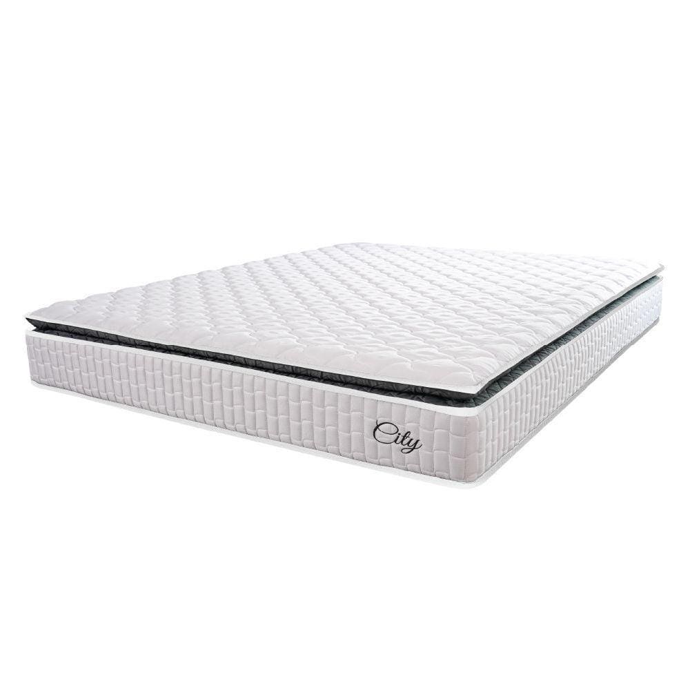 Colchão Casal Molas Ensacadas City Pillow Top 138x188x23cm Branco-preto Hellen Branco-pre