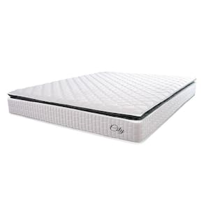 Colchão Casal Molas Ensacadas City Pillow Top 138x188x23cm Branco-preto Hellen Branco-pre
