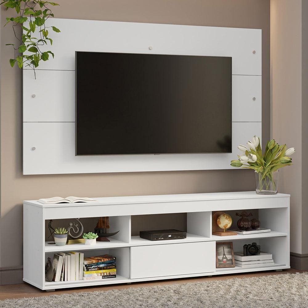 Rack Com Painel Para Tv Até 65 Polegadas Branco Orlando Madesa Branco