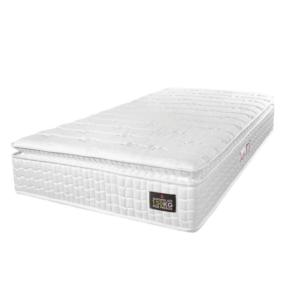 Colchão Solteiro Espuma D45 Lazio Pillow Top 88x188x29cm Branco Hellen Branco