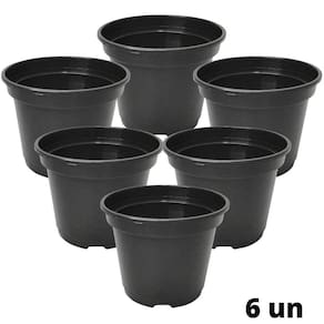 Kit C/6 Vaso Plantio P09 250 Ml Preto Injeplastec