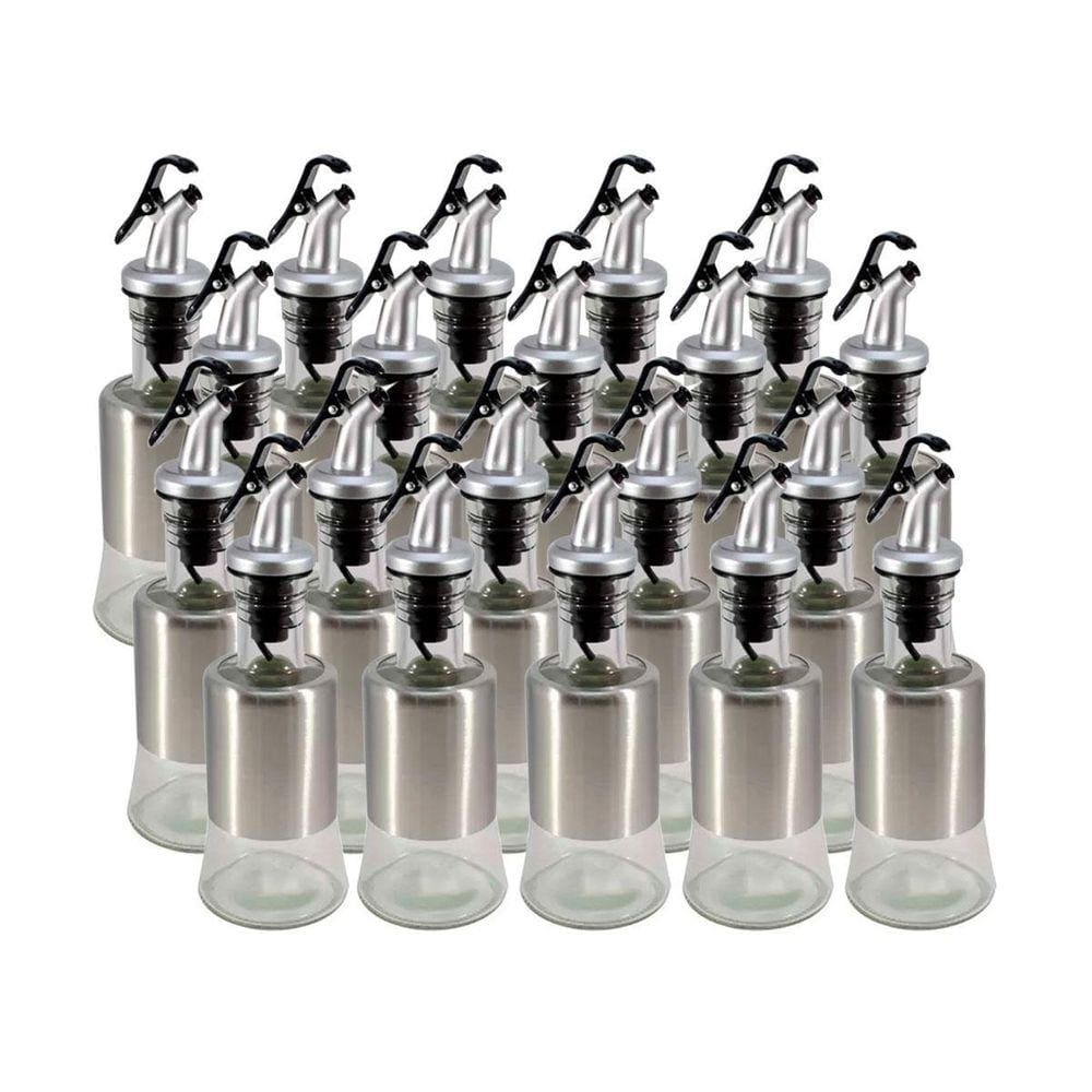 Kit 20 Azeiteiro Vinagreiro Recipiente Em Vidro E Inox Bico