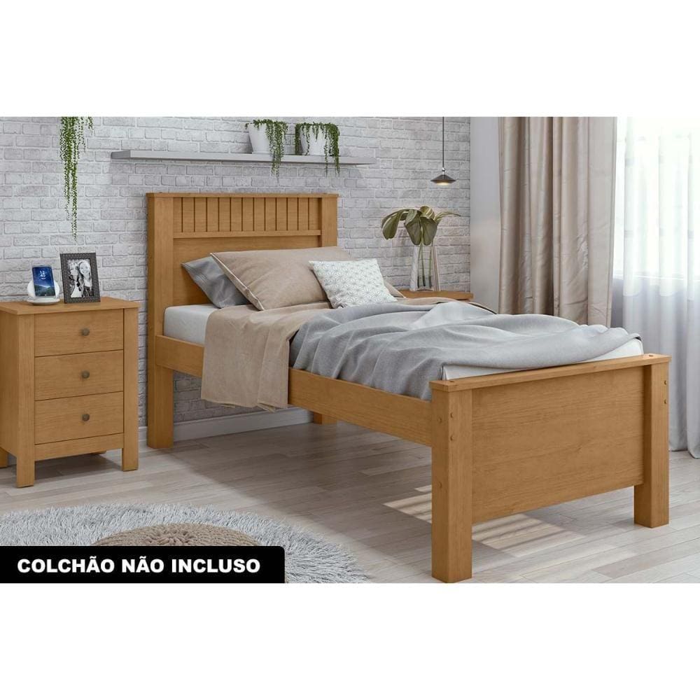 Cama Solteiro Athenas Rovere/Amêndoa - Lopas
