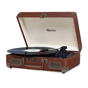 Vitrola Retrô Raveo Sonetto Vintage Chrome Brown Marrom Toca Discos Vinil USB Bluetooph Reproduz Grava Bivolt  Saída Aux