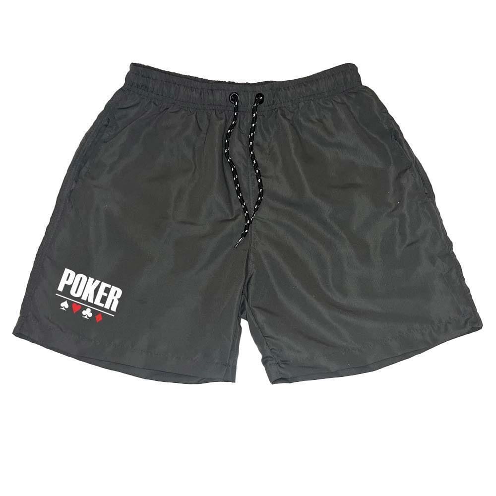 Short Masculino Tactel Estampado Poker Cordão Ajustável