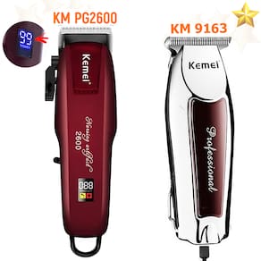 Combo Maquina Cortar Cabelo Kemei Pg2600+acabamento Km 9163