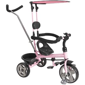 Triciclo Carrinho para Passeio e Pedal Whoop Kiddo Grow Rosa