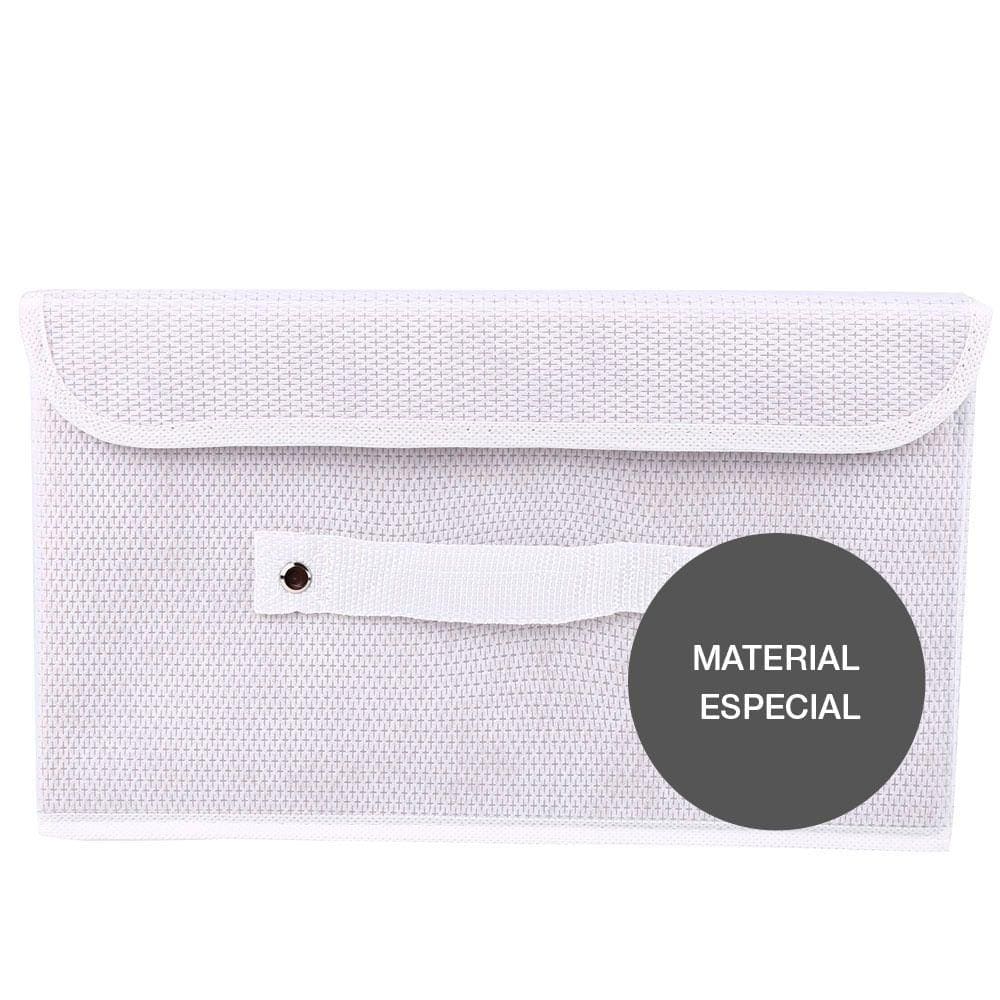 Caixa Organizadora Tecido C/ Tampa Vizapi Un Classic M 38x27x20Cm Branco