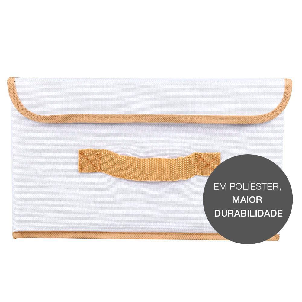 Caixa Organizadora Tecido C/ Tampa Vizapi Un Exclusive G 40x30x28Cm Branco Bege